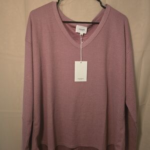 Andree Dusty Rose Waffle V-Neck Pullover